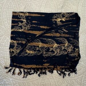 Andy’s Co. Black and Gold Fish Pattern wrap skirt coverup